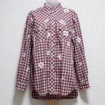 赤系チェックロゴパッチシャツ【L】