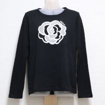 黒シルクブレンドカメリア長Tシャツ【3(9号)】