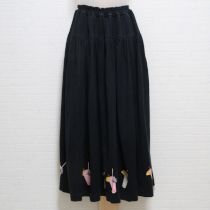 黒カクテルプリントカットソースカート