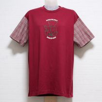 赤系チェック使いくまTシャツ【M】