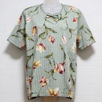 薄荷系チェックチューリップTシャツ
