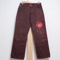 こげ茶ハート&レター刺繍パンツ