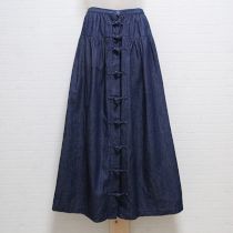紺デニムノットボタンスカート