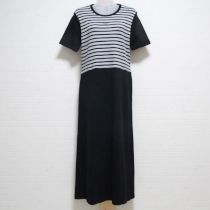 黒系ボーダーカットソーワンピース