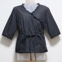 黒ソフトデニムカシュクールブラウス