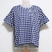ネイビーチェックスパンコールカメリアTシャツ