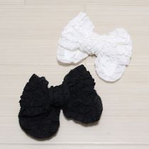 白×黒ピコフリルリボンブローチ2個セット