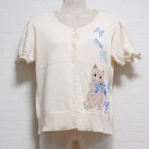 生成蝶々リボンと猫編み込みカーディガン