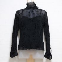 黒薔薇フロッキーハイネックチュールカットソー【S】