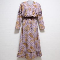 パープル系チェックうさぎワンピース