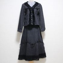 黒花モチーフデニムスーツ【M】