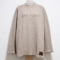 ベージュロゴ入りリブカットソー【L】