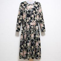 黒花かごカットソーワンピース