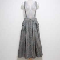 ブルーグレー蔓花プリント吊スカート