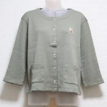 薄荷ワンポイントうさぎリブカーディガン【4(L)】