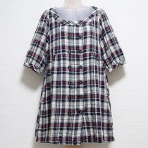 紺×ベージュ系チェックチュニック