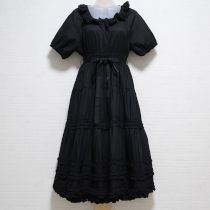 黒ピコフリルローンレイヤーワンピース