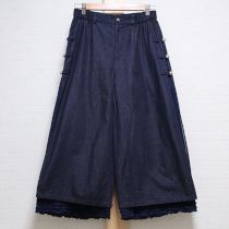 紺ローン使いデニムワイドパンツ【4(L)】