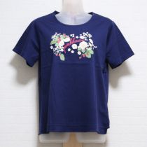 紺苺プリントTシャツ【4(L)】