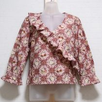 ピンク花柄カシュクールブラウス