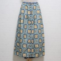 ブルー系パッチワーク小花プリントスカート