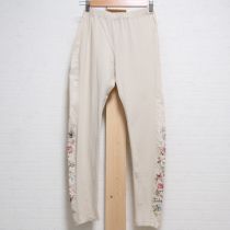 ベージュ薔薇プリントレギンス