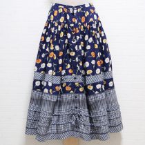 紺チェック使いマーガレットスカート