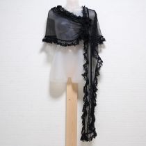 黒ドットチュールリボン付きケープ