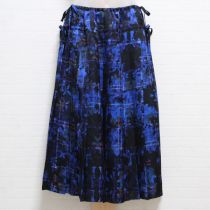 紺系花柄チェックポリプリーツスカート【3(9号)】