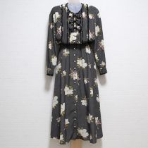 黒ドットマグノリアリボンワンピース