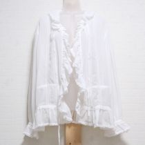 白リボン使いシフォンオーバーブラウス