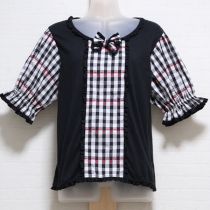 黒チェリーレーンチェック使いカットソー【3(M)】