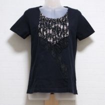 黒ネモフィラフリルTシャツ【M】