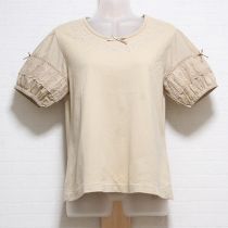 ベージュローン使い刺繍カットソー【M】