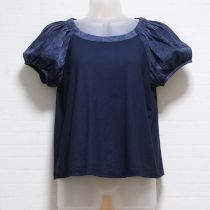 紺異素材ゆる袖Tシャツ【3(9号)】