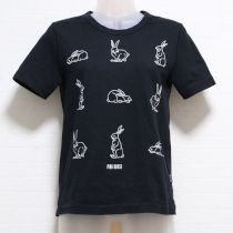 黒フリーハンドうさぎTシャツ【M】