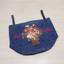 紺デニム花かご刺繍バケツバッグ
