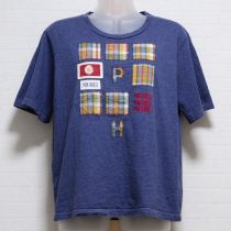 ブルー系パッチワークTシャツ