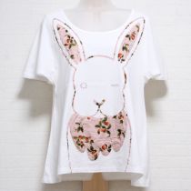 オフ白フラボアコラボうさぎカットソー