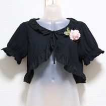 黒ドビーフリルカットソーボレロ薔薇コサージュ付き