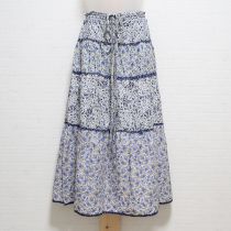 ブルー系小花パッチワーク2WAYスカート