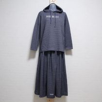 紺チェックカットソー上下