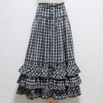 グリーンチェック裾段々スカート