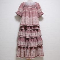 ピンクハートレースプリントブラウス&段々スカート
