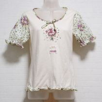 生成系白つめ草とレンゲ草刺繍カットソー 【3(M)】