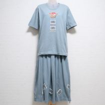 ブルーグレーかご苺カットソー上下