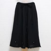 黒ニットフリンジ花モチーフスカート【S】