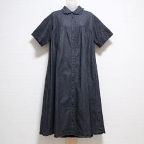 黒ローンフリルデニムワンピース