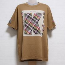 カーキチェックロゴパッチTシャツ【M】