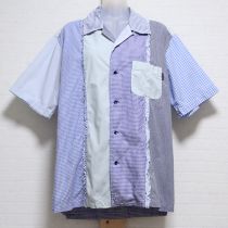 ブルー系ミックスギンガムシャツ【L】
